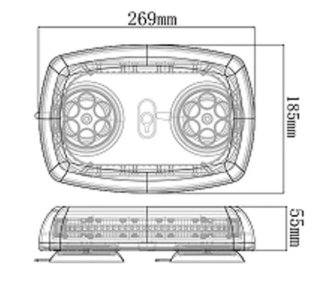 LED rampa oranžová, magnet, 12-24V, 269mm, ECE R65 R10