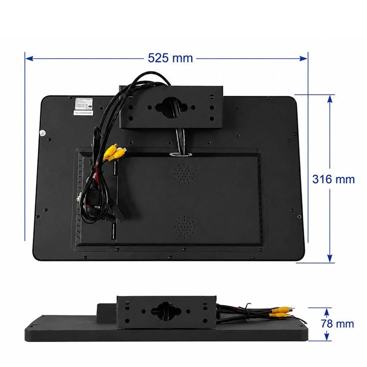 Stropní LCD monitor 21,5" s fixním držákem, 2x RCA Video + 1x HDMI, černý