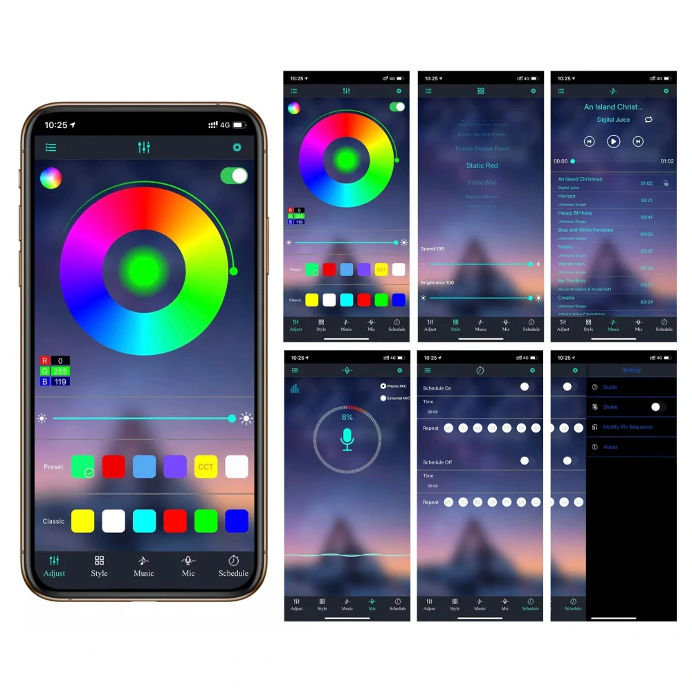 LED ambientní osvětlení RGB 12V (4 pásky)