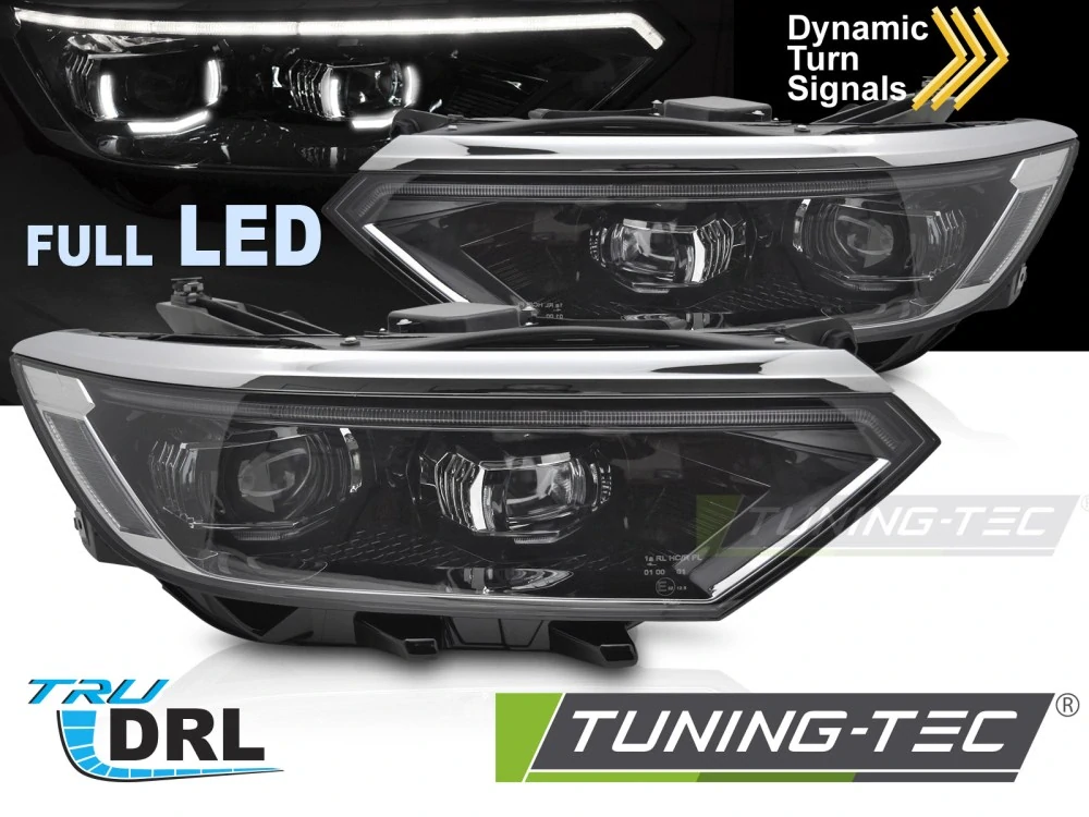 Přední FULL LED světlomety pro VW Passat B8 (2014–2019) s dynamickým blinkrem (SEQ DRL) – Černé
