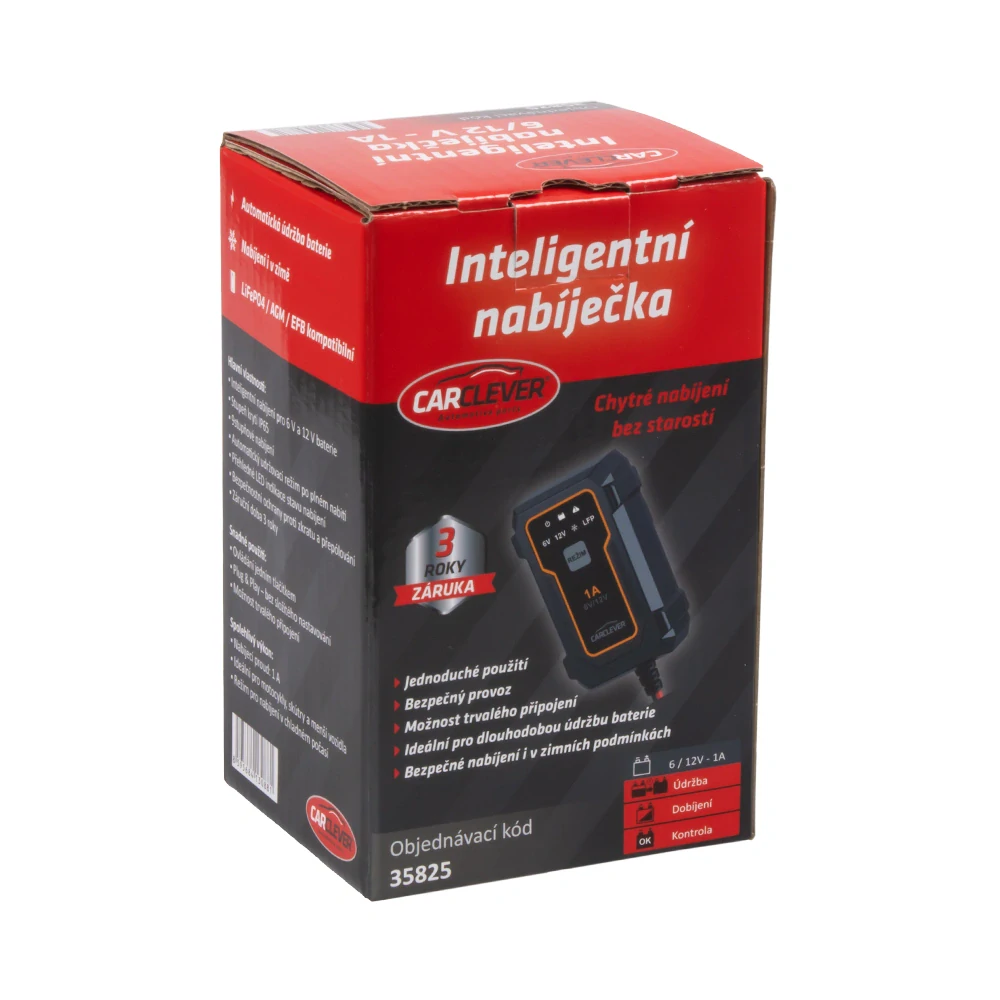 Kompaktní autonabíječka CARCLEVER 6V/1A & 12V/1A + 12V LifePO4