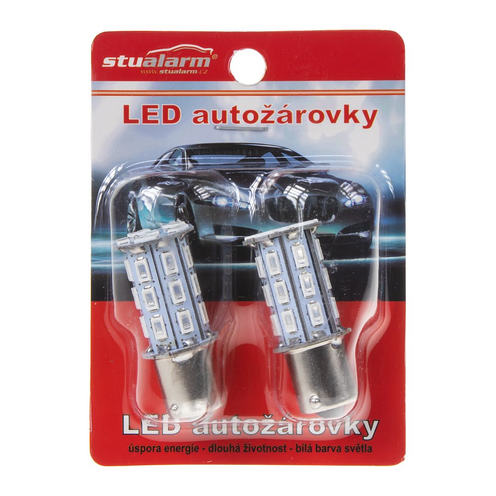 LED BA15s červená, 12V, 27LED/3SMD