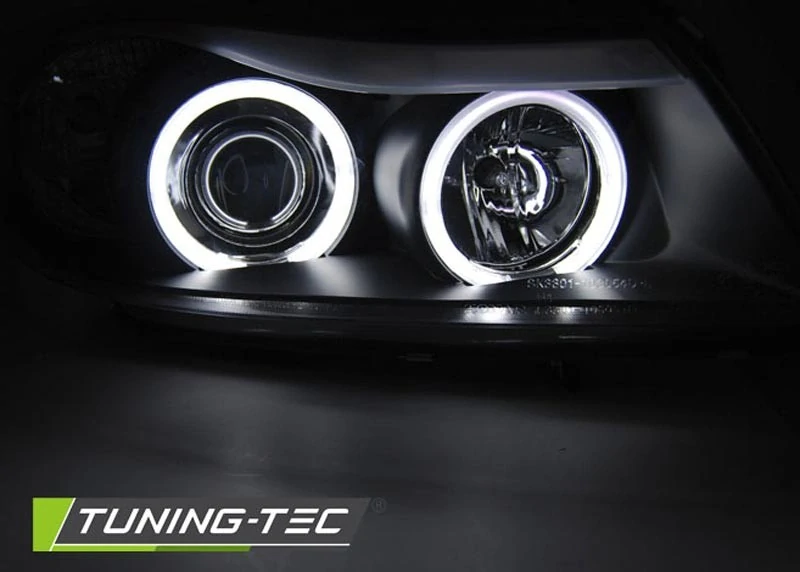 Přední světla BMW E90, E91 03.05-08.08 Angel Eyes CCFL - černé H7+H1