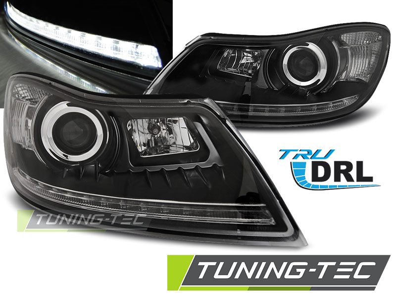 Přední světla Škoda Octavia II 09-12 - černá LED TRU DRL homologováno