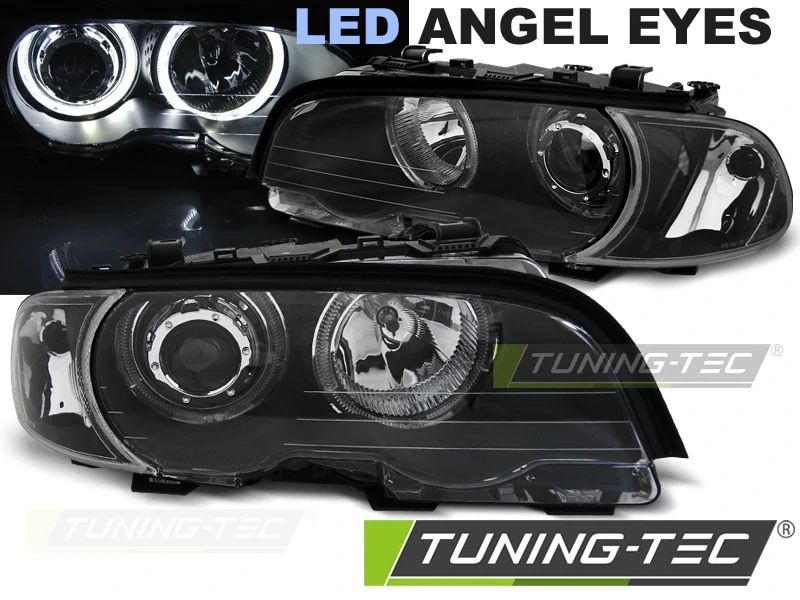 Přední světla BMW E46 Coupe Cabio 99-03 LED Angel Eyes - černé