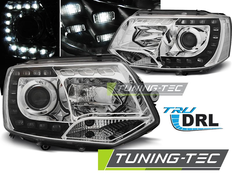 Světla přední VW T5 2010-2015 CHROME TRU DRL