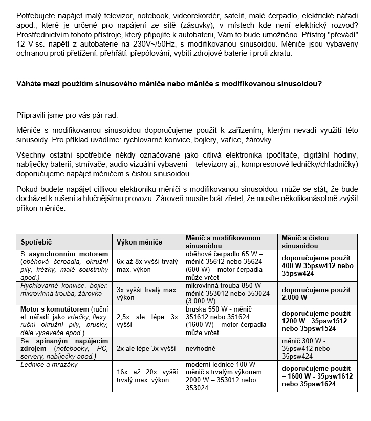 Sinusový měnič napětí UPS 600W 12/230V + nabíječka 12V/10A