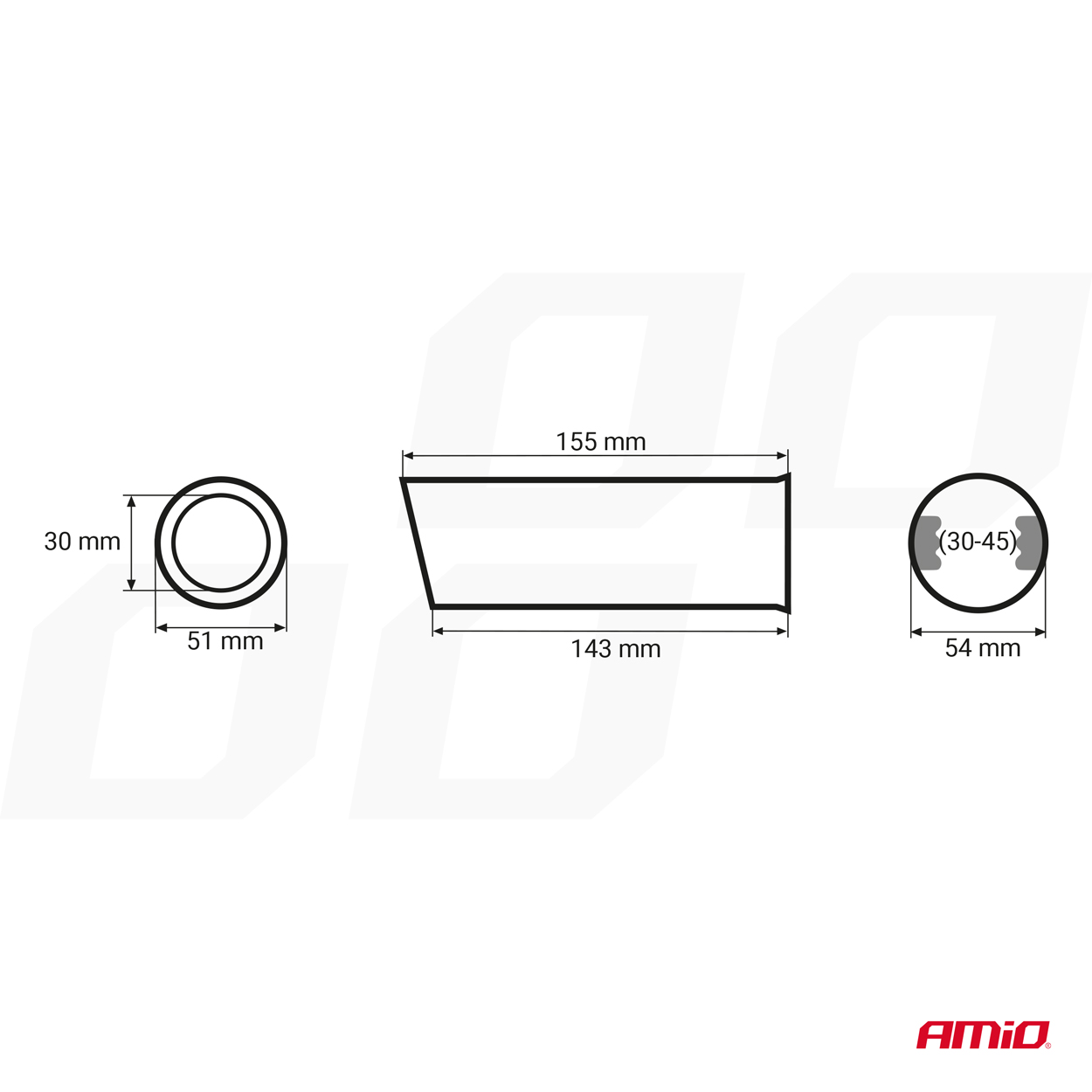 Koncovka výfuku AMIO MT 002, průměr 54 mm, kulatá