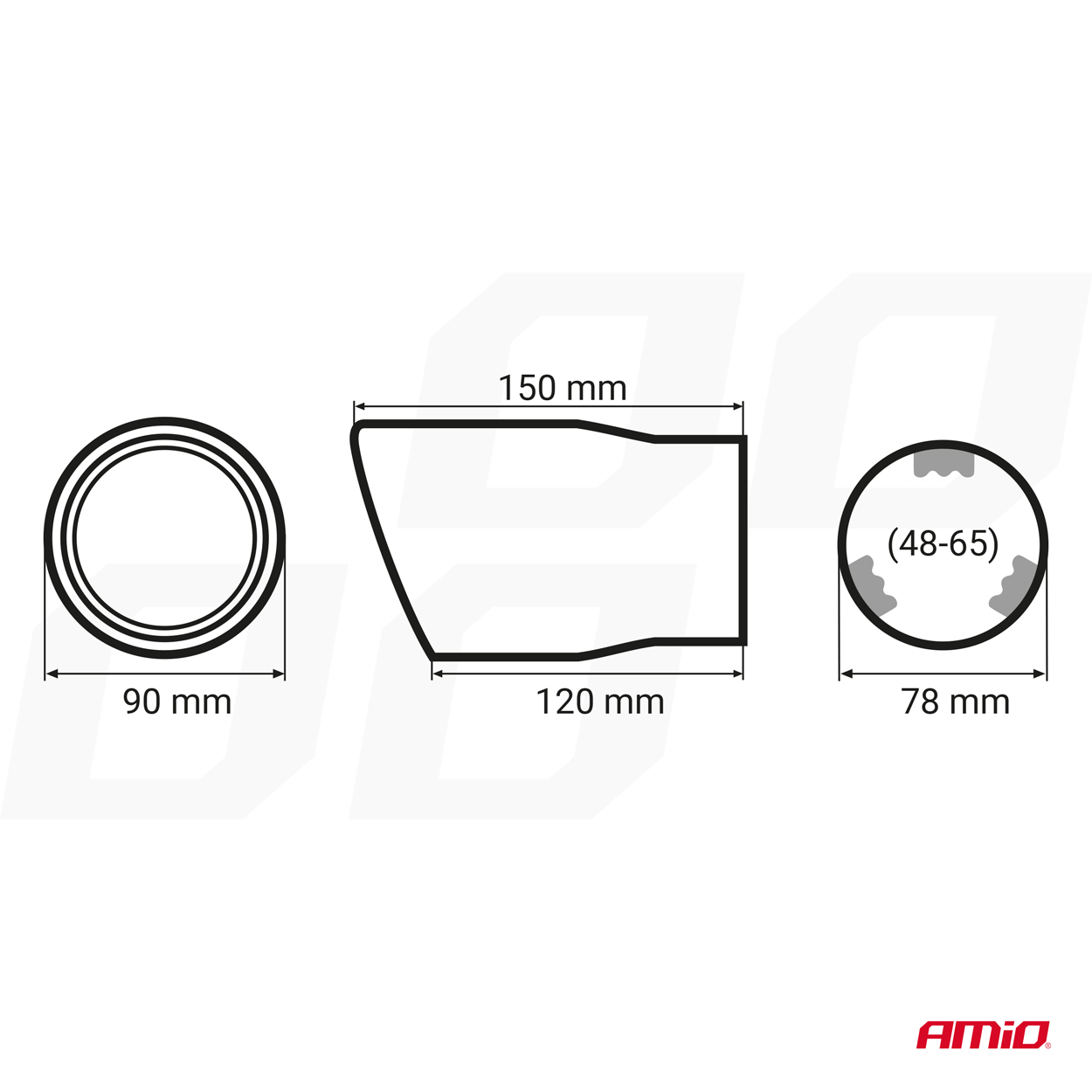 Koncovka výfuku MT 007, průměr 90 mm, kulatá AMIO