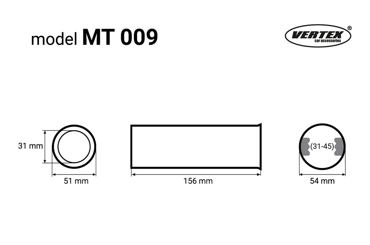 KULATÁ KONCOVKA VÝFUKU TUNINGAGE (155 X 51 MM)