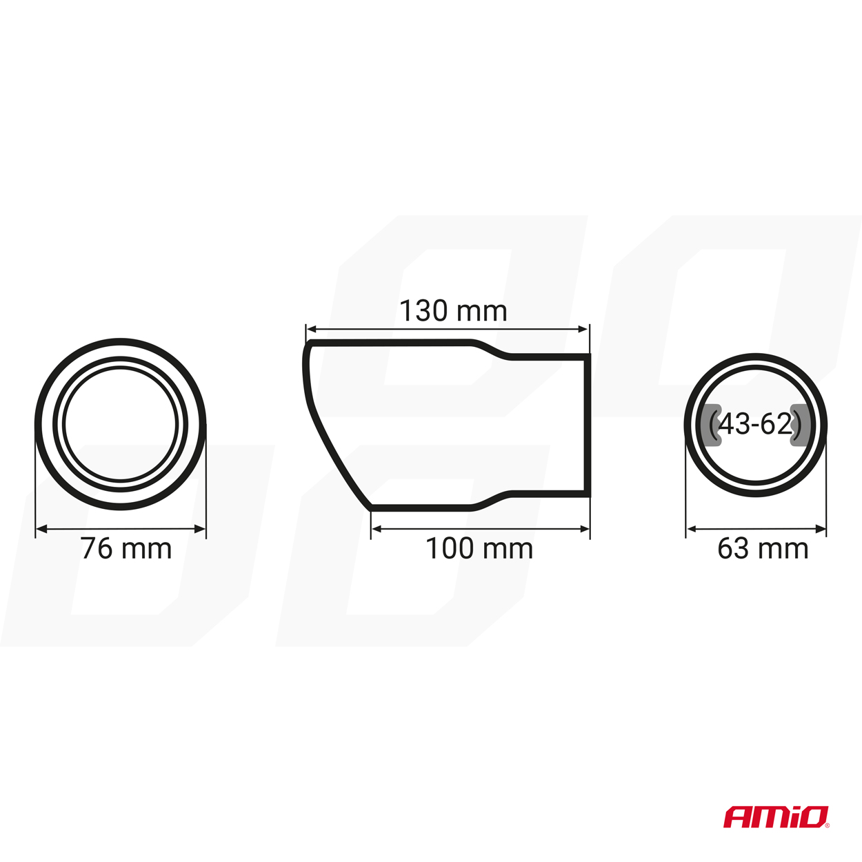 Koncovka výfuku AMIO MT 017 BLACK, průměr 76 mm, kulatá