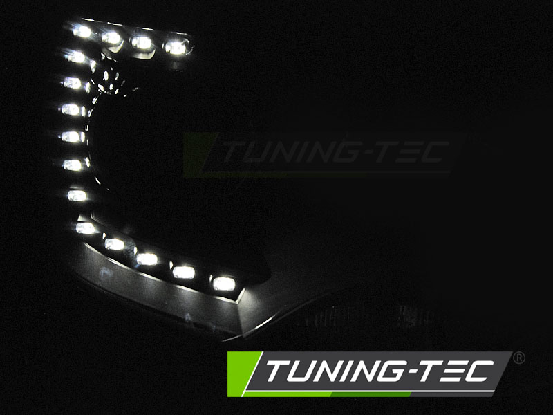 PŘEDNÍ SVĚTLOMETY-SVĚTLA, LAMPY VW T5, 2010-, LED S DENNÍM SVÍCENÍM DRL, ČERNÁ BLACK