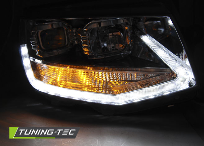 PŘEDNÍ SVĚTLA, LAMPY VW T6 2015-, LED DRL CHROMOVÉ