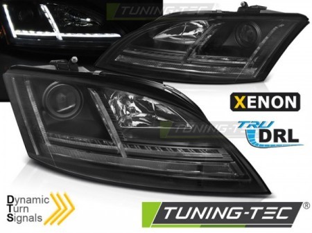 PŘEDNÍ SVĚTLA AUDI TT, 2006-2010, S LED DYNAMICKÝM BLINKREM, XENON, ČERNÉ