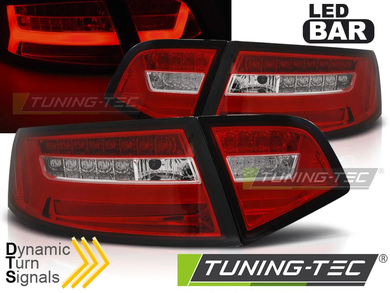 ZADNÍ SVĚTLA AUDI A6, 2001-2011, červené, led bar