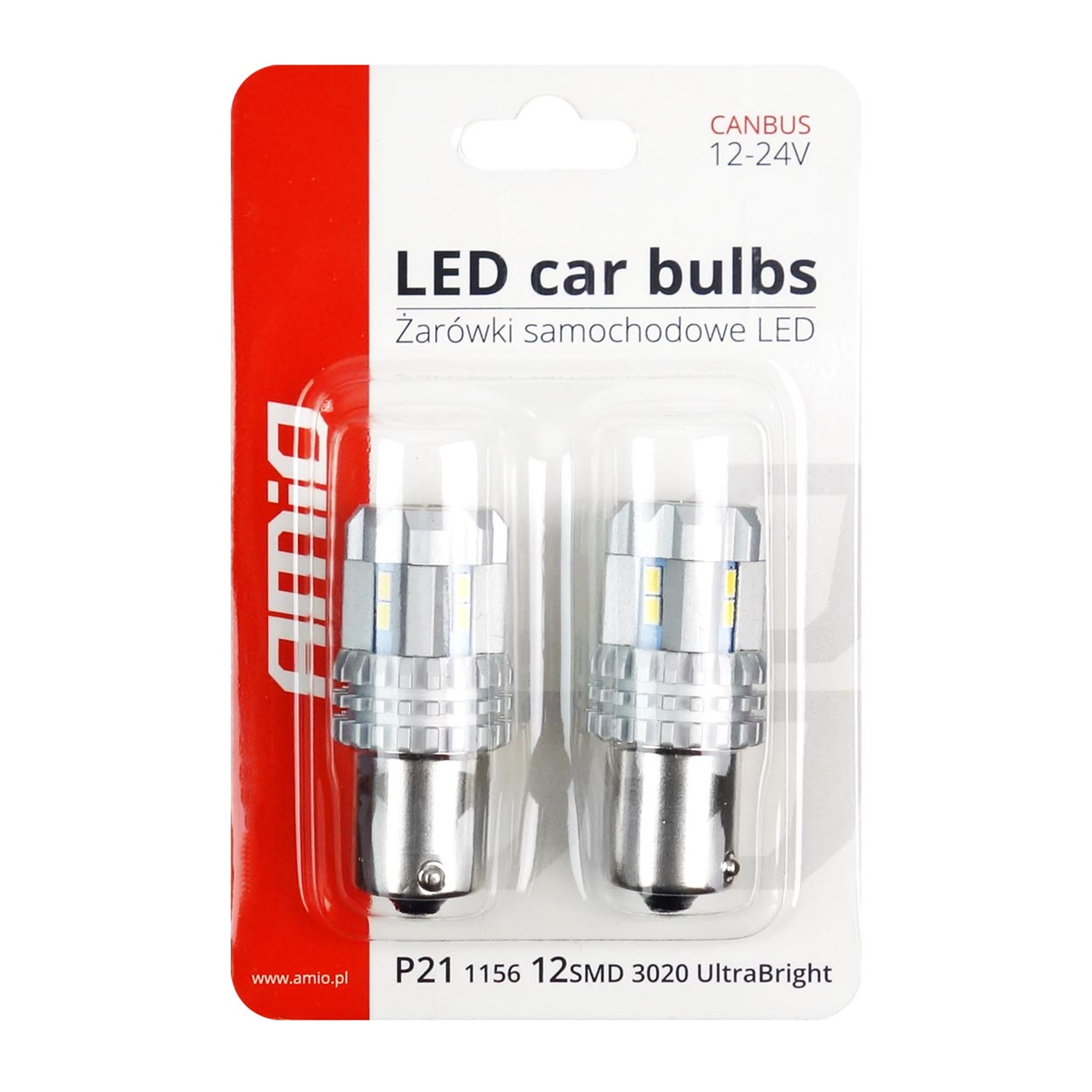 CAN-BUS diodové žárovky BA15S - 12 SMD LED 3020 - bílé (2 ks) - Amio