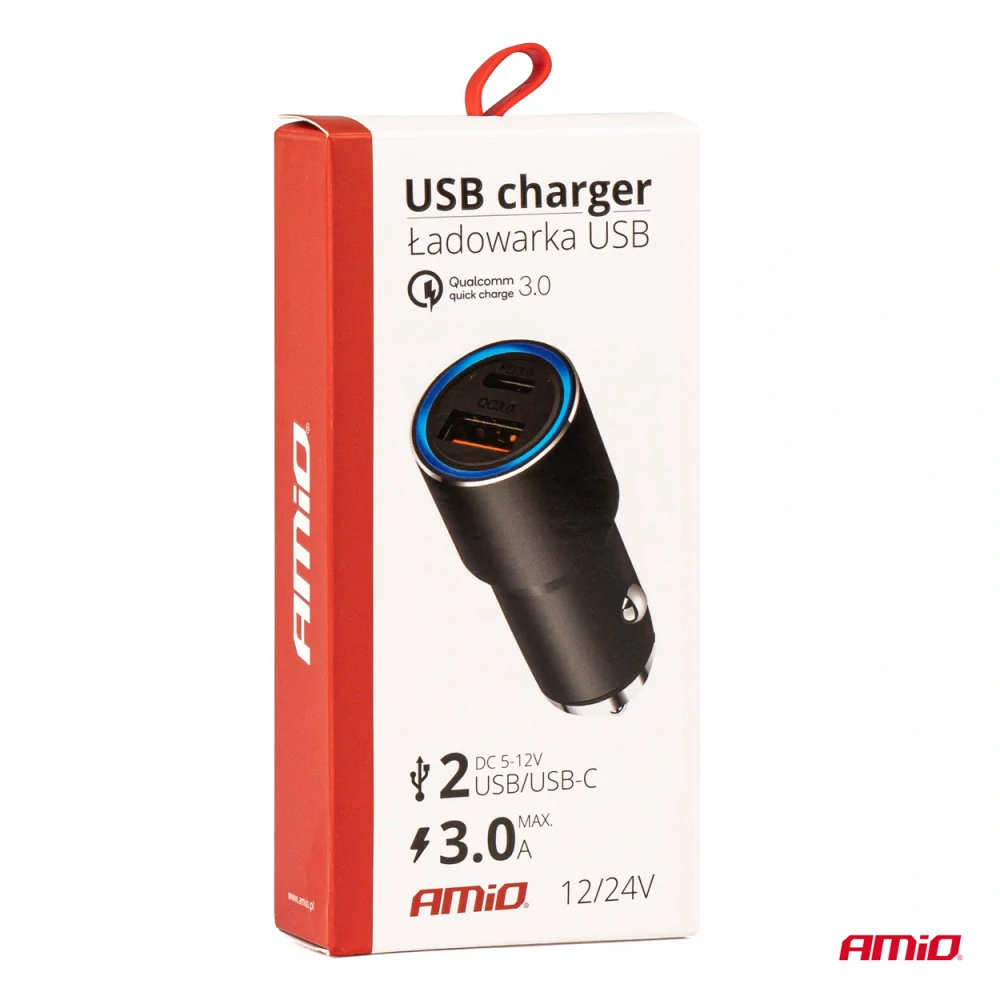 Automobilová nabíječka 38W USB USB-C TYP-C AMiO