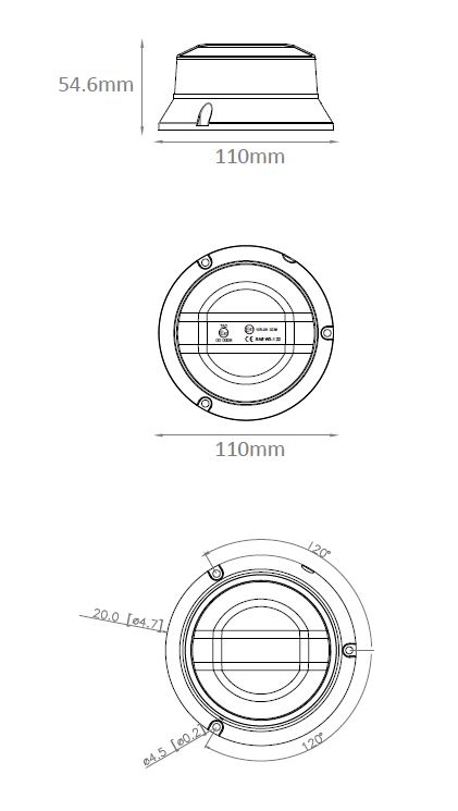 Robustní modro-červený LED maják, černý hliník, 36W, ECE R10