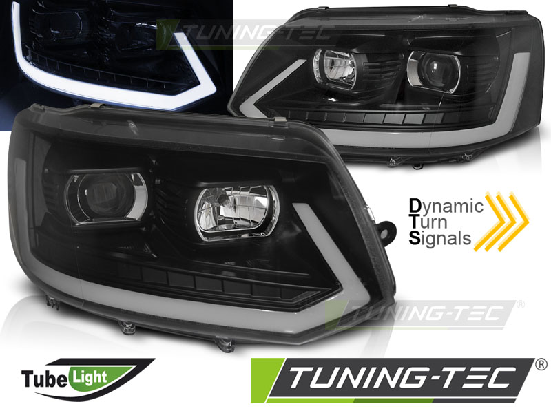 PŘEDNÍ SVĚTLA VW T5, 2010-2015, ČERNÁ S LED DYNAMICKÝM BLINKREM