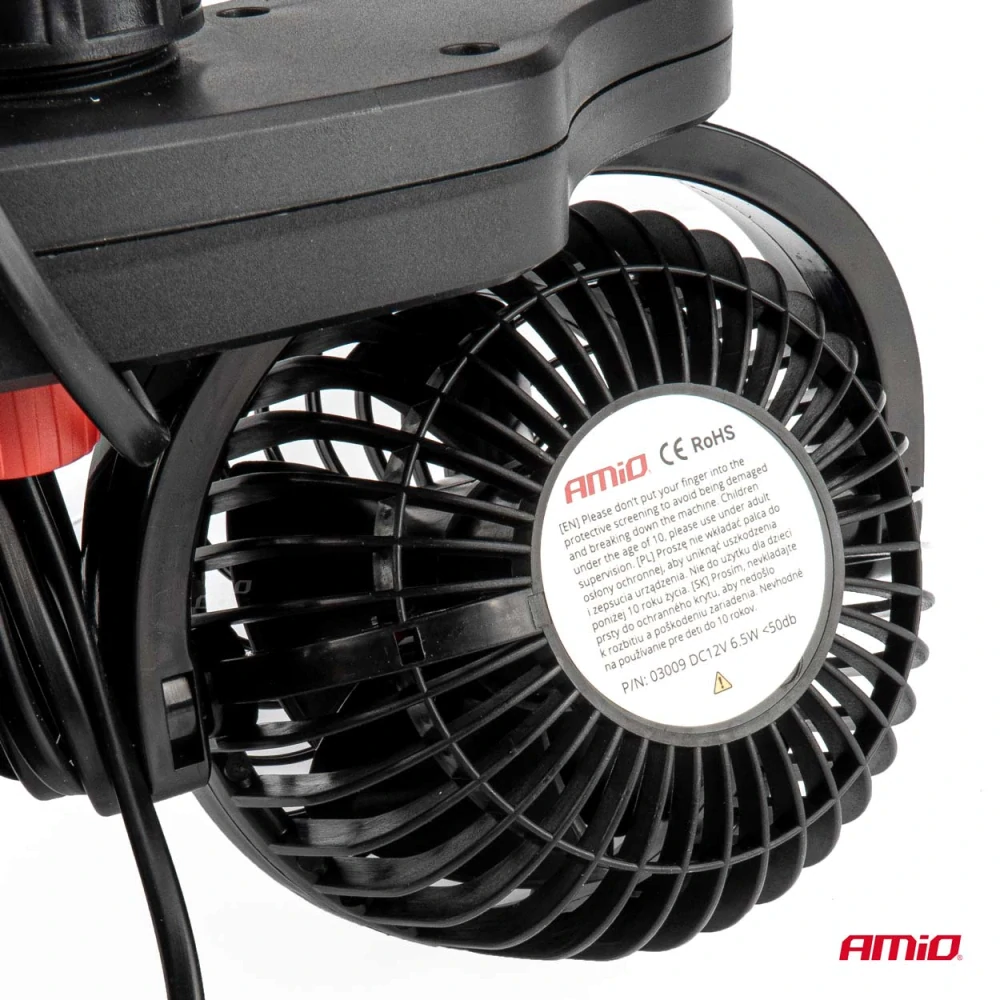 Ventilátor do auta na opěrku hlavy s USB nabíječkou 2x4" 12V