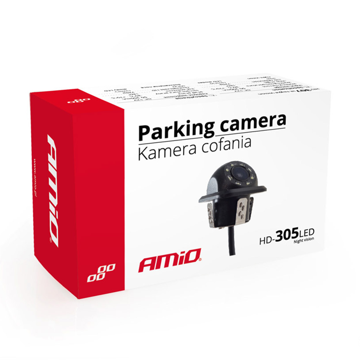 Kamera do auta Amio HD-305-LED 170° s nočním viděním o průměru 18 mm s LED osvětlením