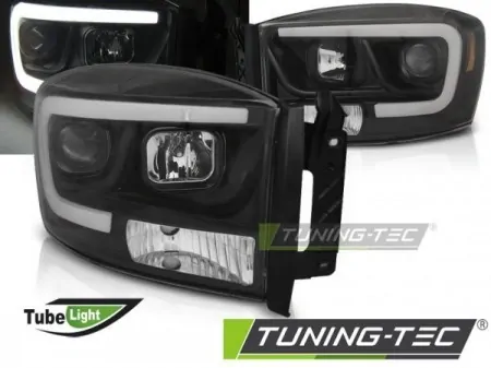 Přední světla Dodge Ram 06-08 Angel Eyes - černá TUBE LIGHT