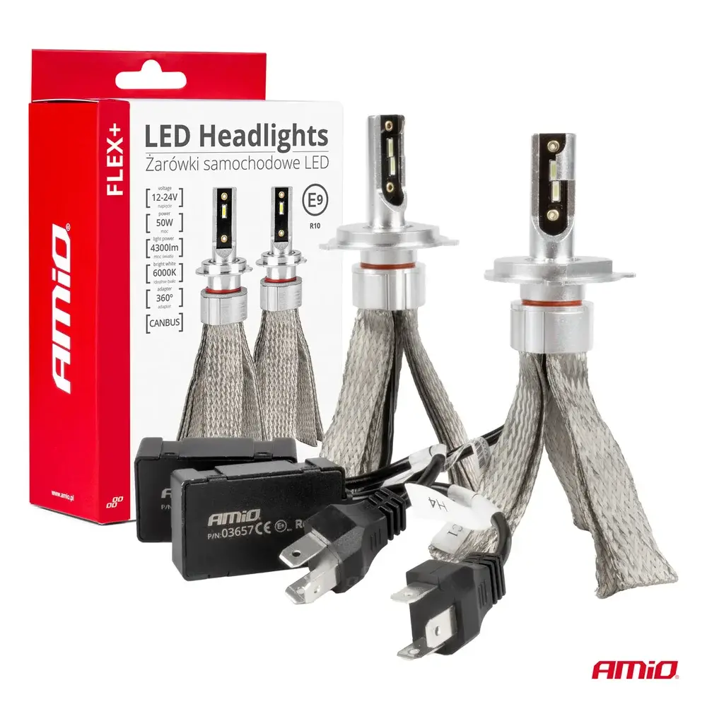 LED žárovky hlavního svícení LED AMiO FLEX+ H4 CANBUS 6000K 12V 24V AMIO