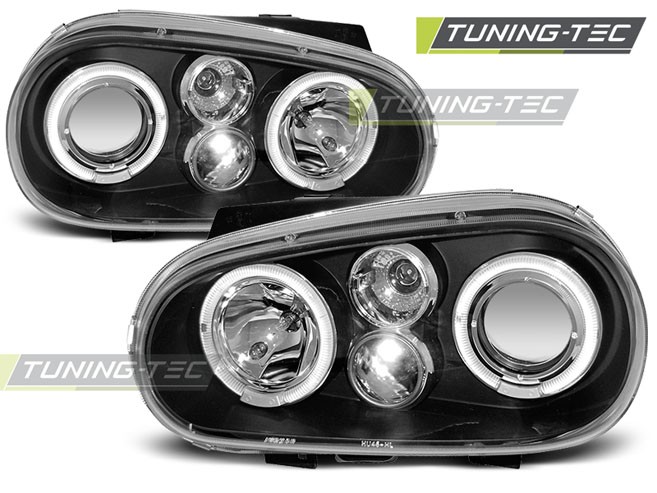 PŘEDNÍ SVĚTLA VOLKSWAGEN GOLF 4, 1998-2003, ANGEL EYES, ČERNÉ BLACK 