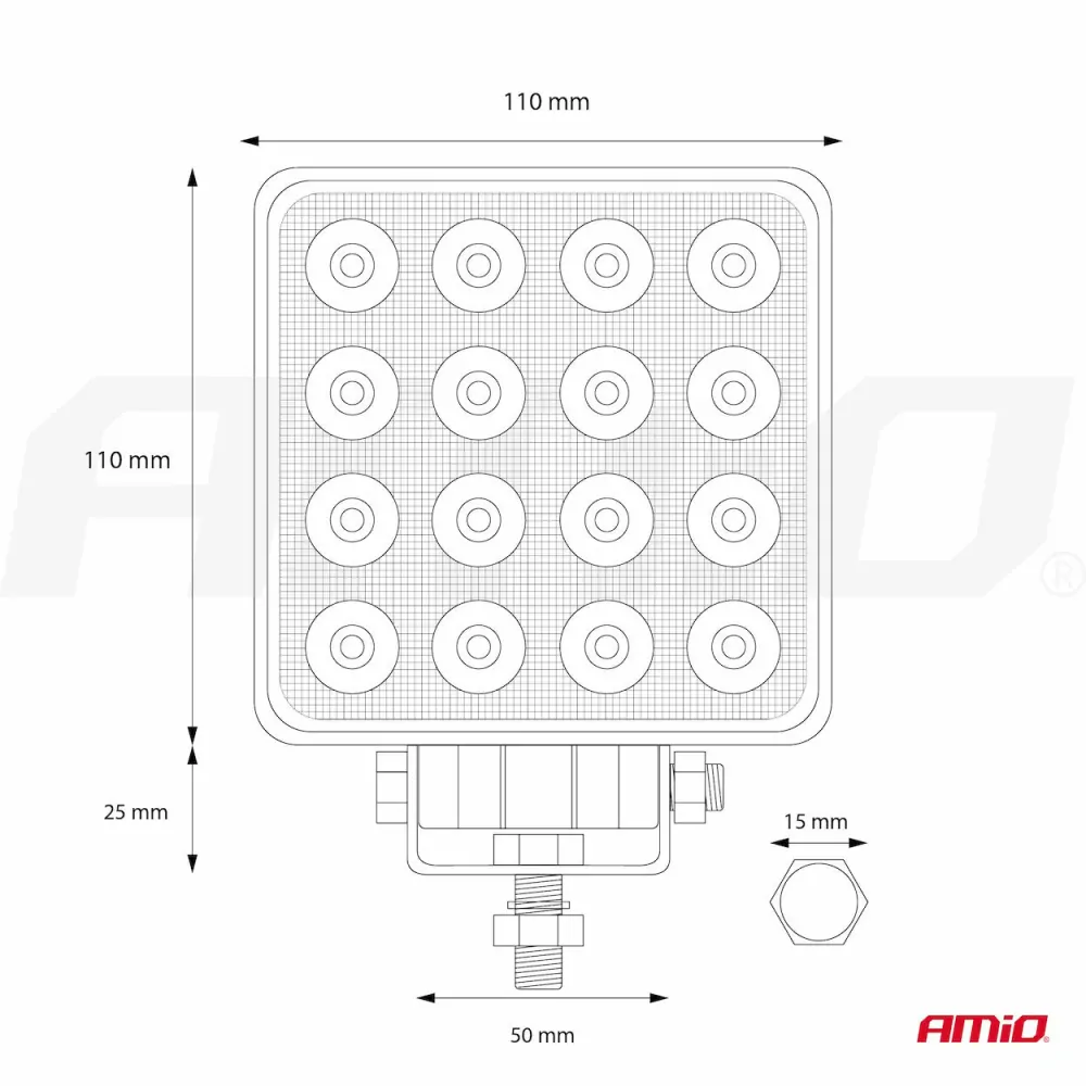 LED pracovní světlo AWL10 16LED FLOOD 9-36V