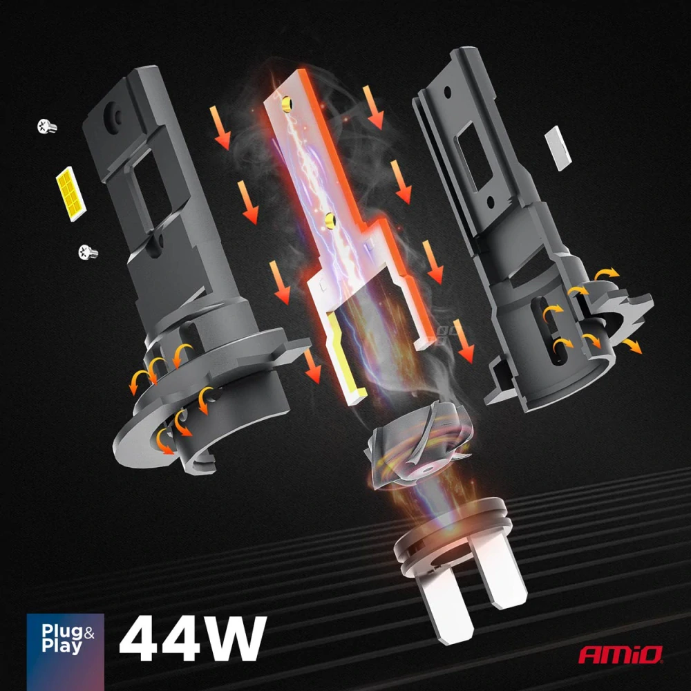 CAN-BUS LED žárovky H7 AMIO LED X4 Aviator Series, 6500K | 4000 LM, 2 ks