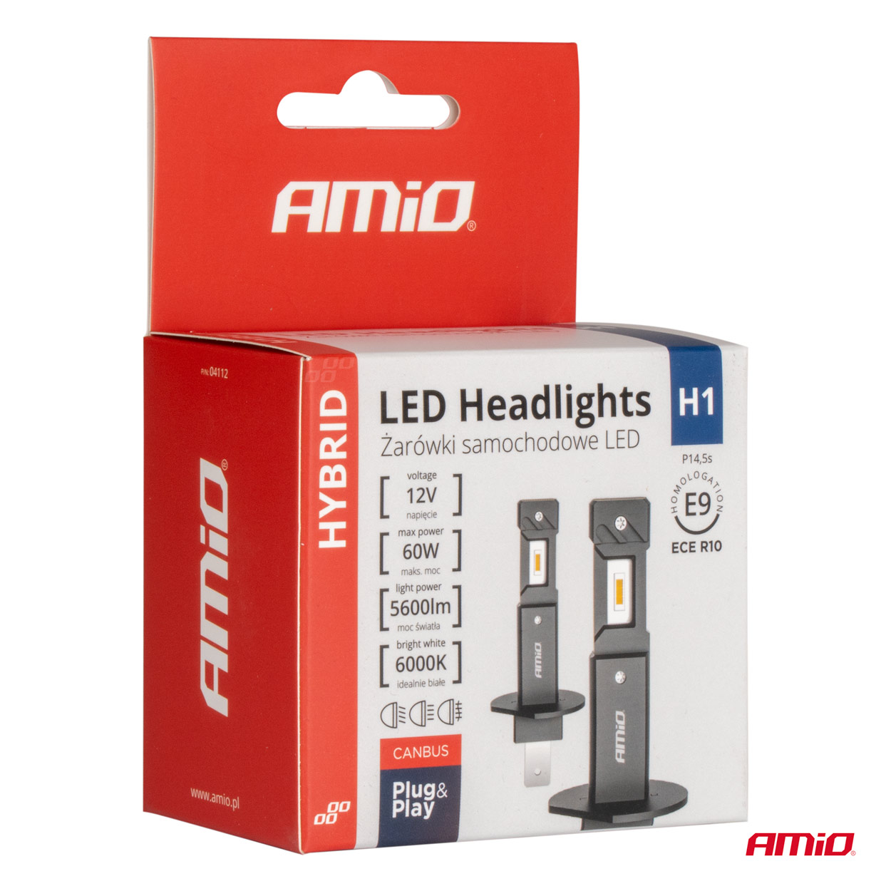 LED žárovky H1 AMIO HYBRID Series CAN-BUS, 60W bílé 6000K | 5600 LM, 2 ks