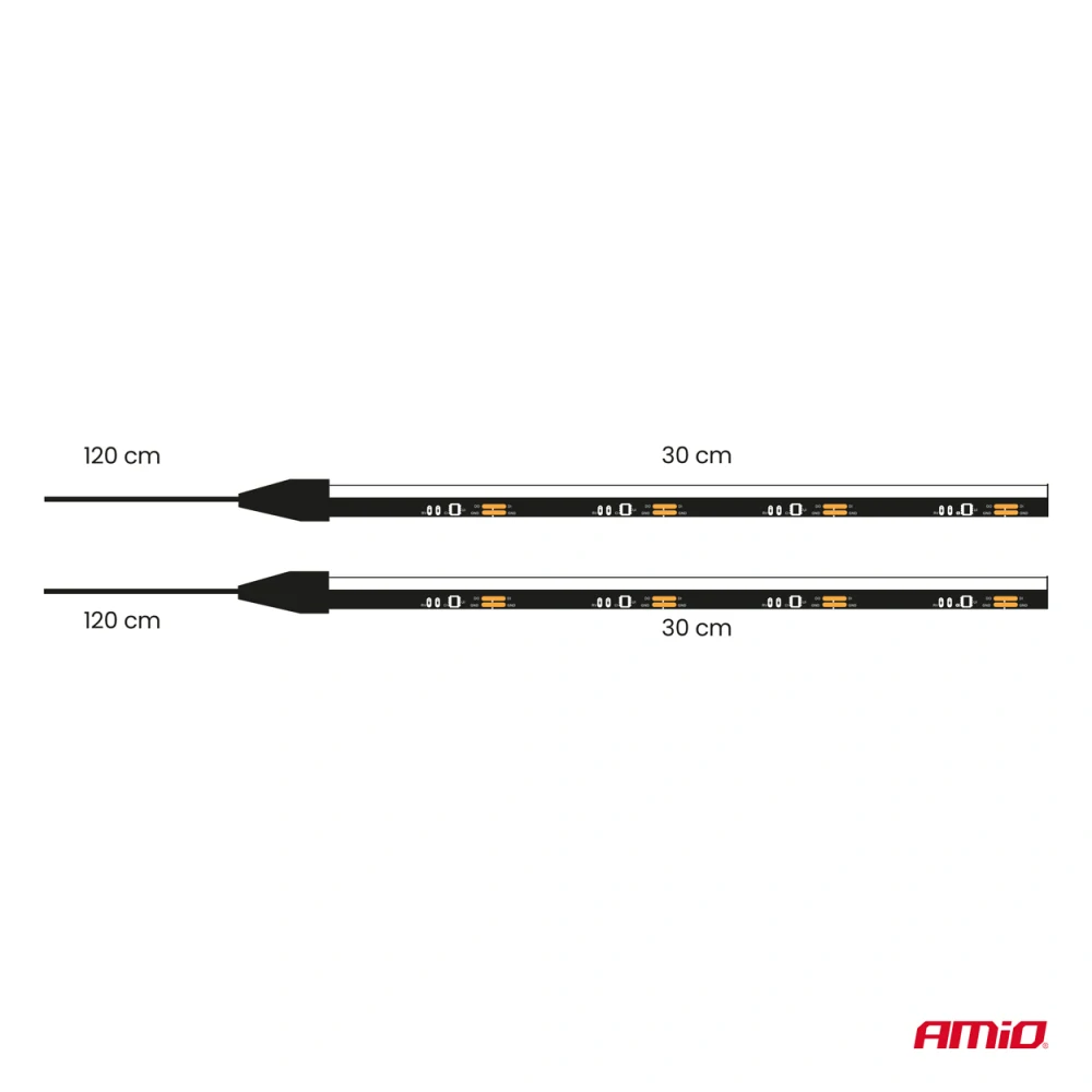 LED interiérové boční osvětlení AMIO 2×30 cm, bílé, 12V