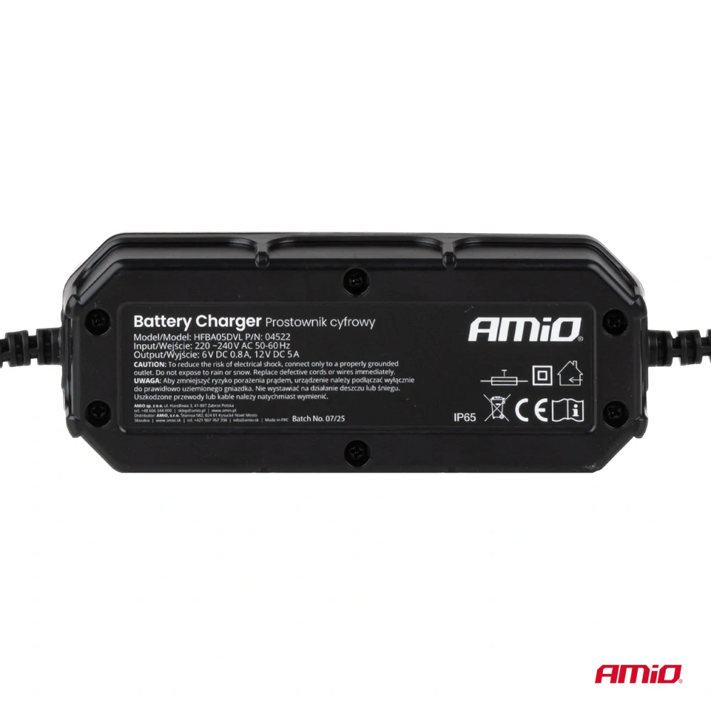 Inteligentní nabíječka 6V/12V 5A (6V 8Ah | 12V 8-50Ah) AMIO