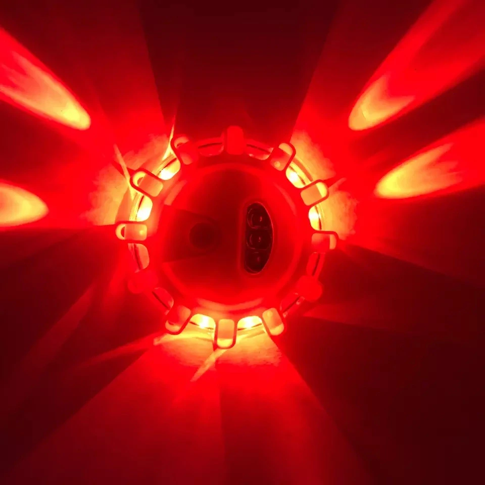 LED výstražné světlo 12 + 3LED na 3x baterii AAA, oranžové