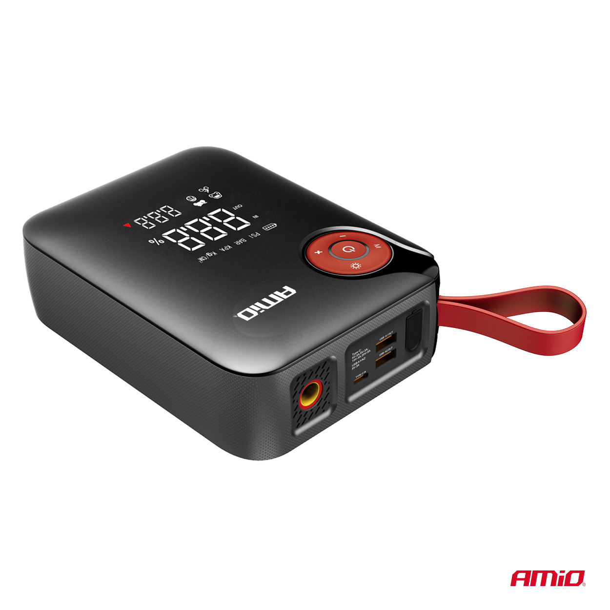 AMIO AKU kompresor s powerbankou a boosterem 7200 mAh, 600A, LED BATERKA
