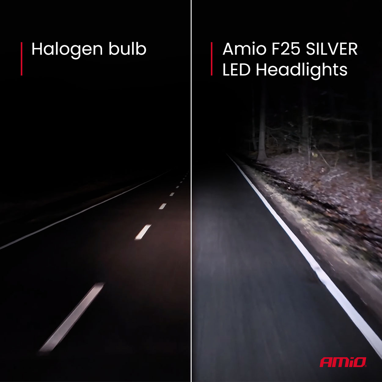 LED žárovky H8, H9, H11, H16 AMIO F25 SILVER FULL CANBUS | 6000 LM