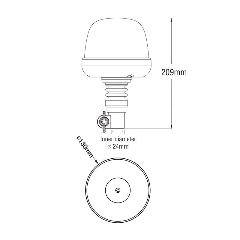 LED maják, 12-24V, 10x1,8W, oranžový, na držák, ECE R65 R10