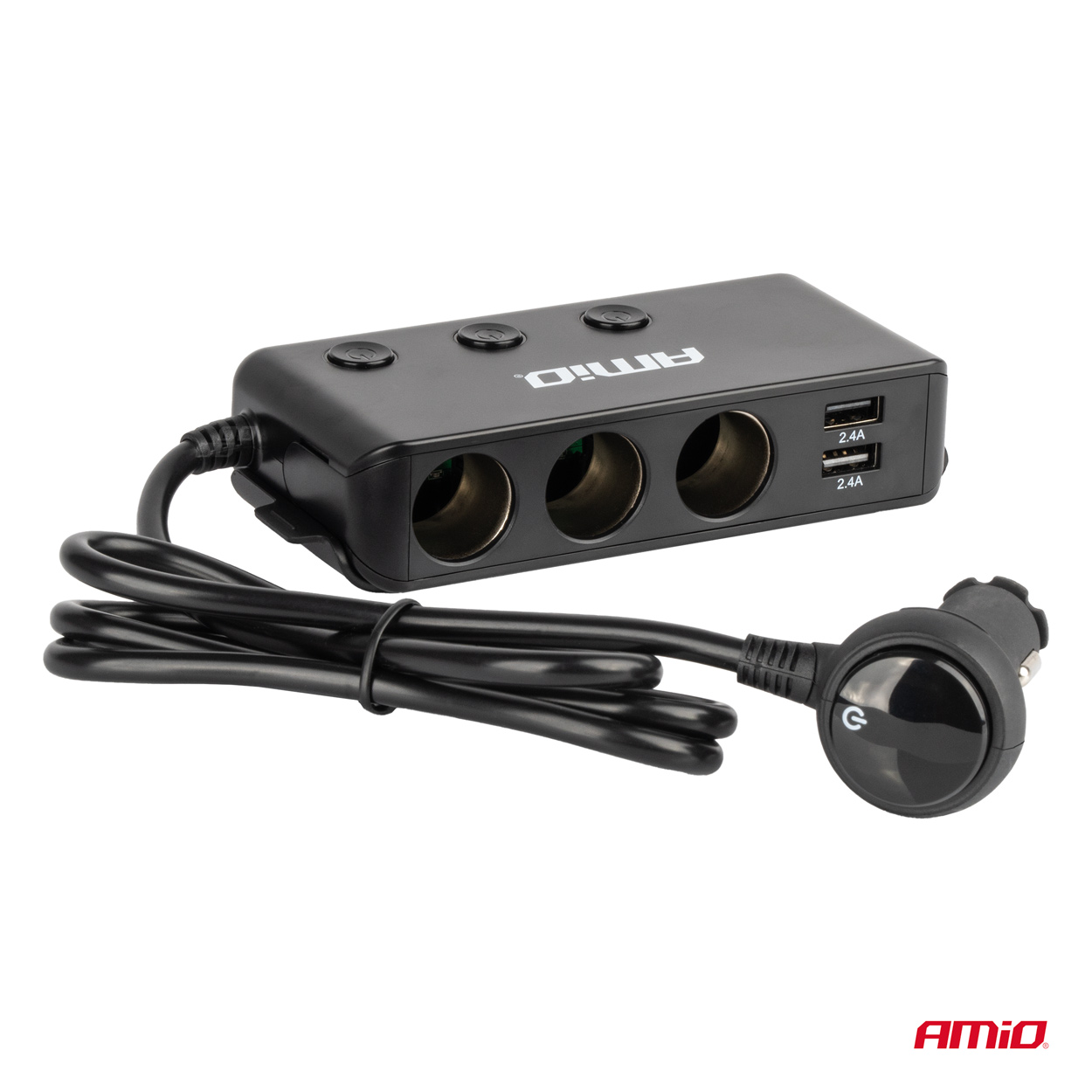 Rozbočovač do auta 3x | 2x USB 4.8A | 1x USB QC3.0 | 1x USB-C, voltmetr, AMIO