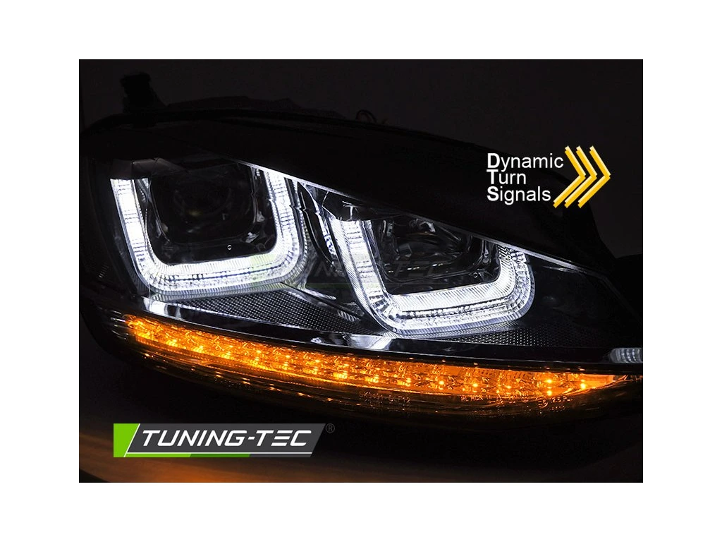 Přední světla VW Golf VII 13-17 SEQ černé s černou linkou