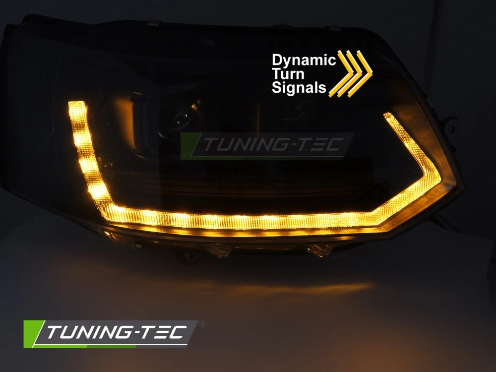 Přední světlomety, světla, lampy Volkswagen T5, 2010-2015. TRU TUBE DRL, black