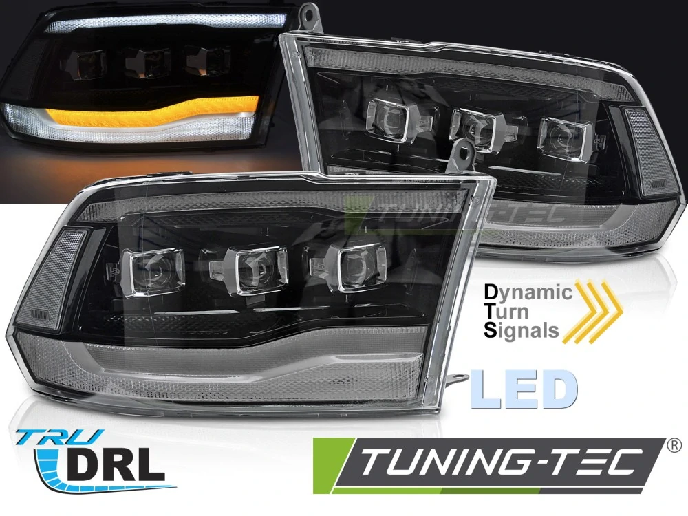 Přední světla Dodge Ram 09-18 černé TRU LED DRL