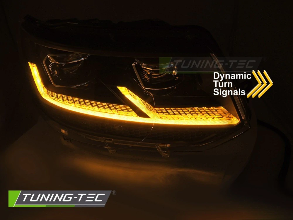 Přední světla VW T5.1 10-15 černé/chrom FULL LED SEQ DRL