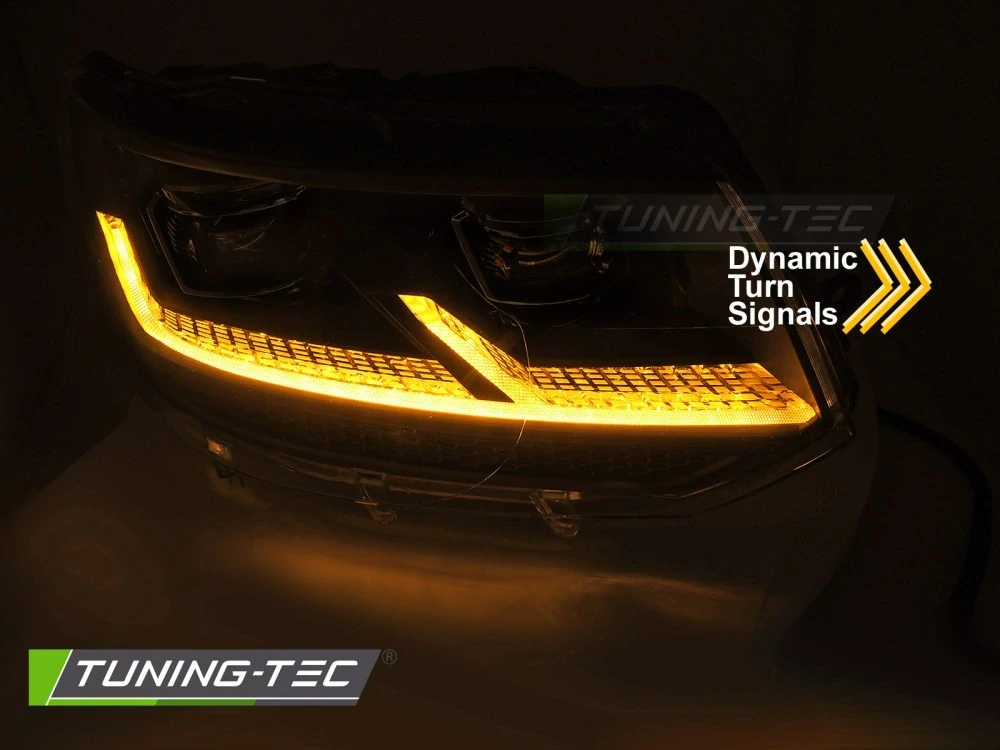 Přední světla VW T5.1 10-15 černé FULL LED DRL SEQ