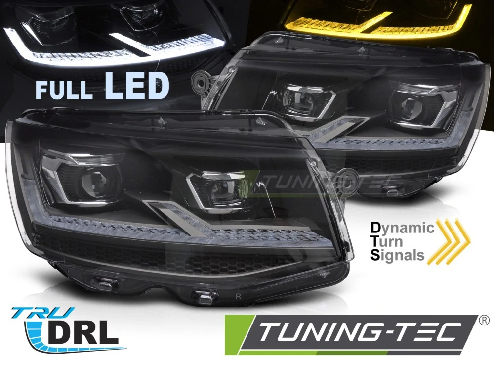 Přední světla VW T6 2015-2019 černé/chrom FULL LED SEQ DRL