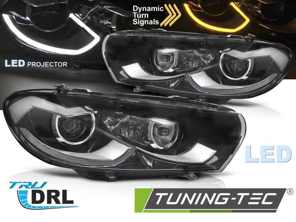 Přesní světla VW SCIROCCO III 08-14 černá LED DRL SEQ