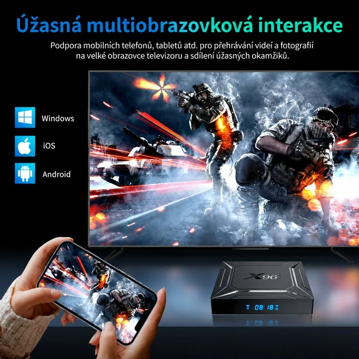 Multimediální přehrávač Amlogic S905X5M s OS Android, HDMI / AV výstup, 2x USB + micro SD
