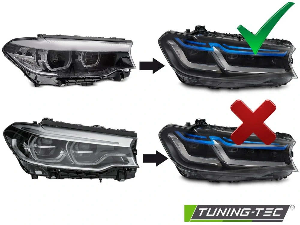 Přední FULL LED světlomety pro BMW řady 5 (G30 / G31) 2017–2020 s DRL – Pár