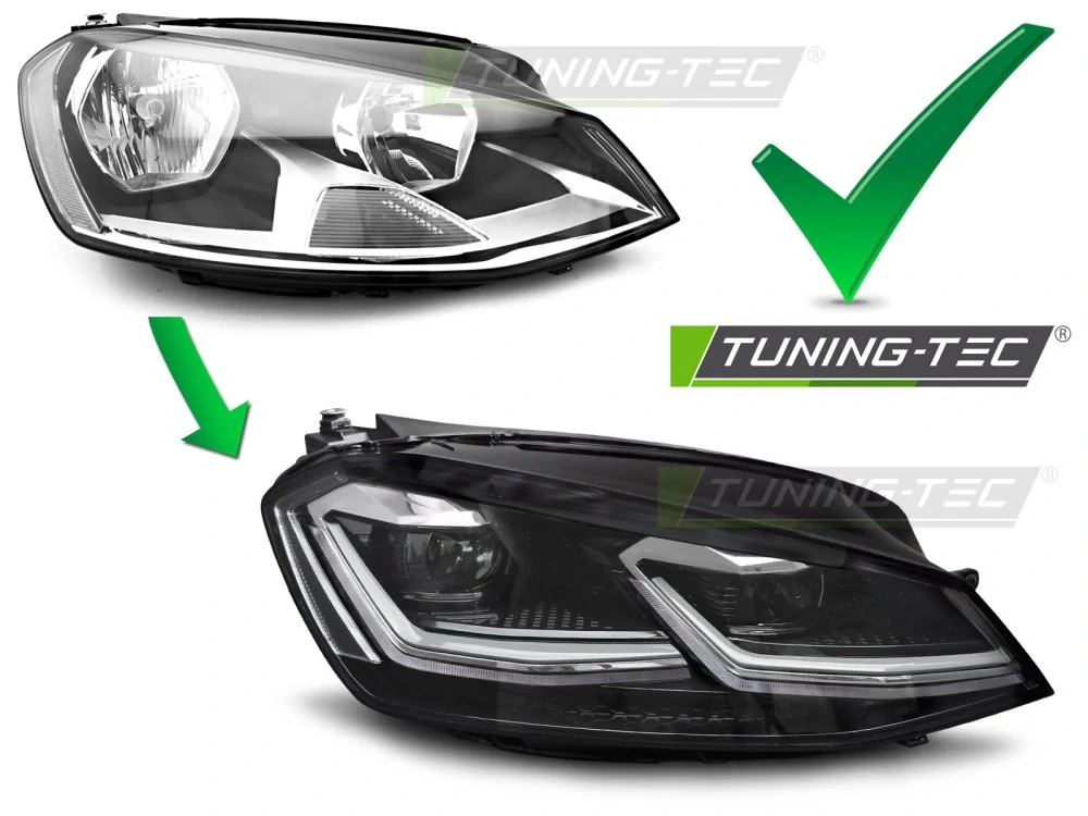 Přední FULL LED světlomety SILVER LINE s DRL – VW Golf VII (2012-2017)