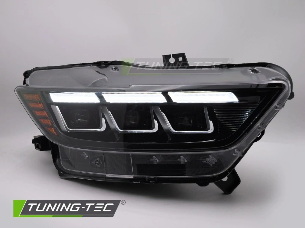 Přední FULL LED světlomety Ford Mustang (2014–2017) – Černé s dynamickým blinkrem (Sequential DRL)