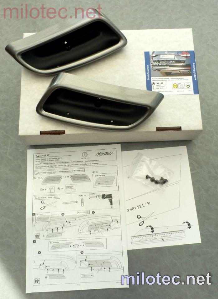 Dummy - koncovky výfuku, ABS - Alu-Brusch, Škoda Superb III. Limousine / Combi